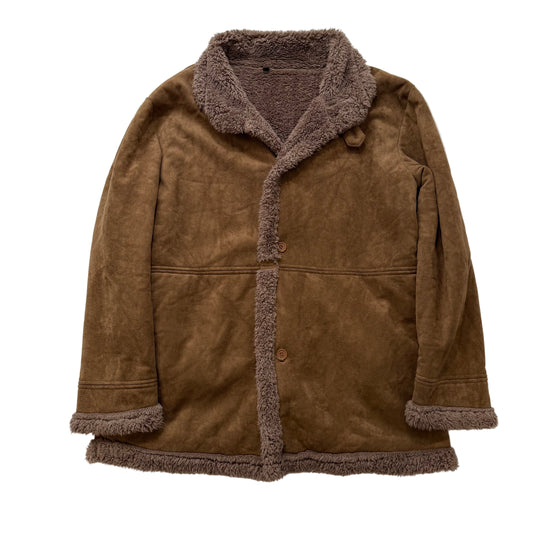 Vintage Brown Jacket with Textured Collar and Hem Trim - Clean Curriculums 