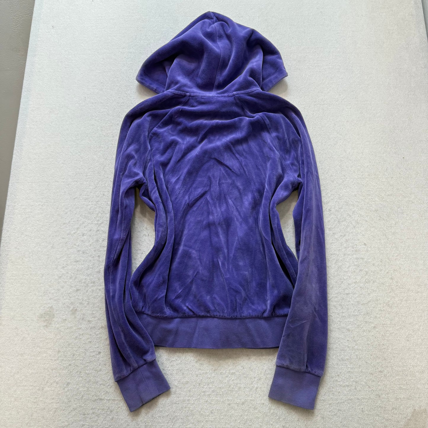 Juicy Couture Women's Royal Blue Velour Zip-Up Hoodie Drawstring Y2K Size XS