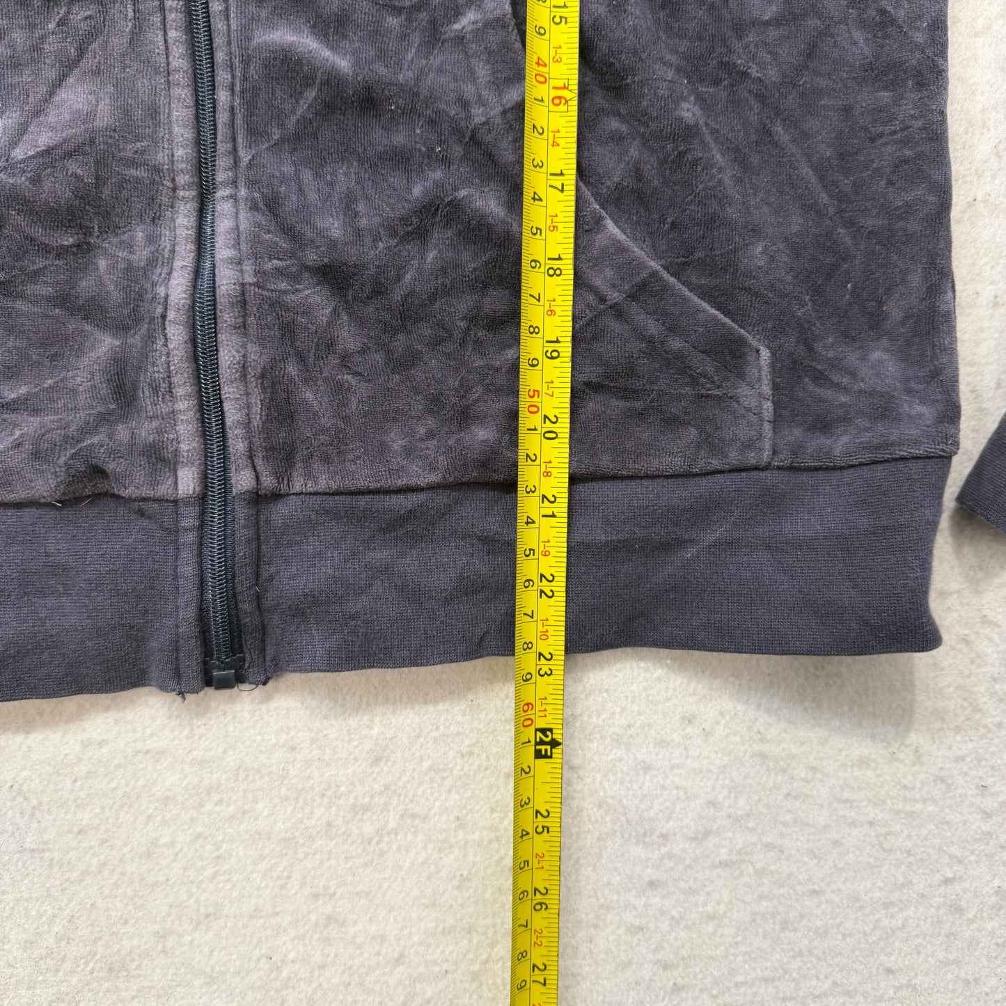 Juicy Couture Women's Deep Charcoal Velour Zip-Up Hoodie Loungwear Size M