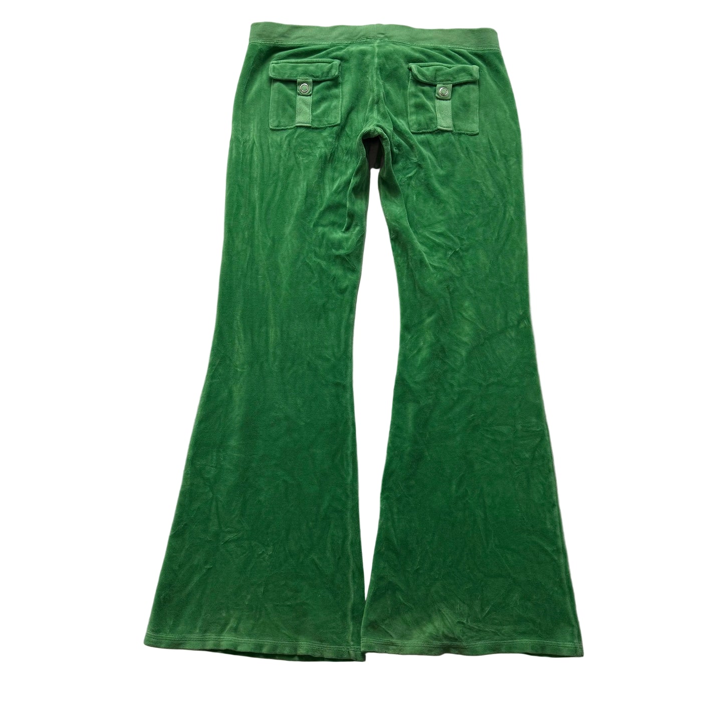 RARE Vintage Juicy Couture Women's Green Velour Flared Track Pant Pockets Size S