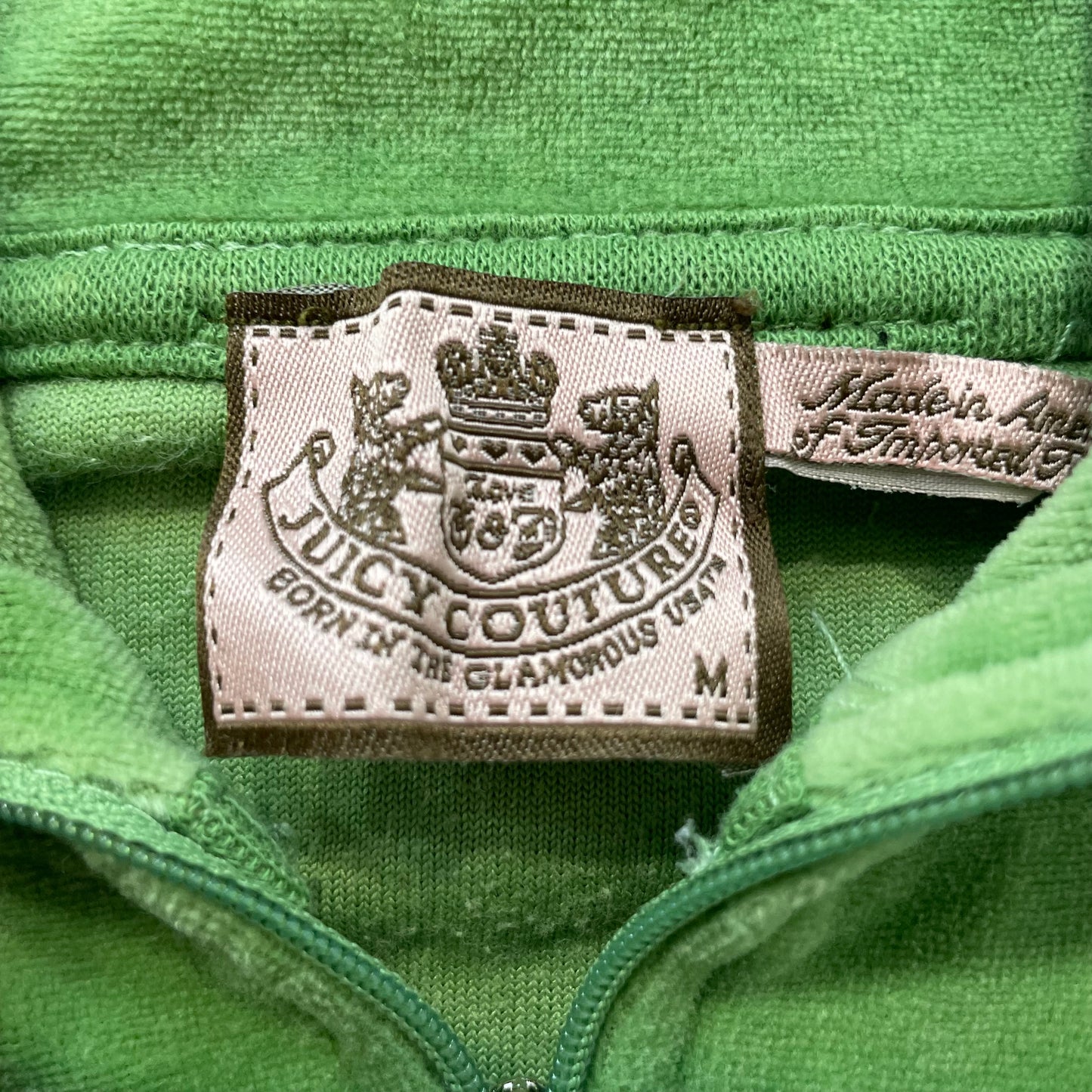 Juicy Couture Women's Apple Green Velour Full Zip Track Jacket Casual Y2k Size M