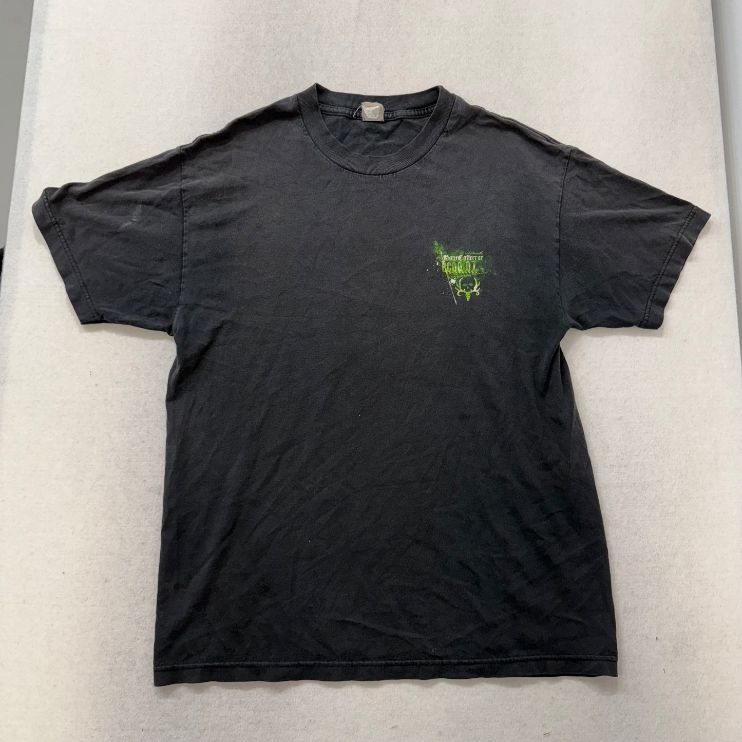 Alstyle Apparel Black Cotton T-Shirt Short Sleeve Skull Graphic Crew Neck Size L
