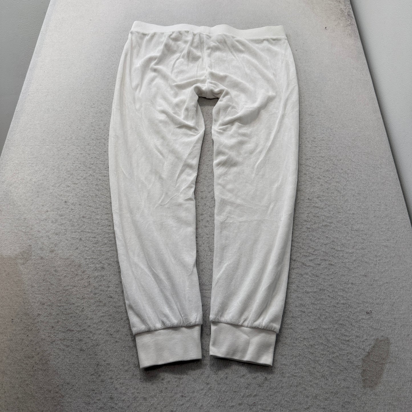 Juicy Couture Black Label Women's White Velour Jogger Sweatpants Classic Size L