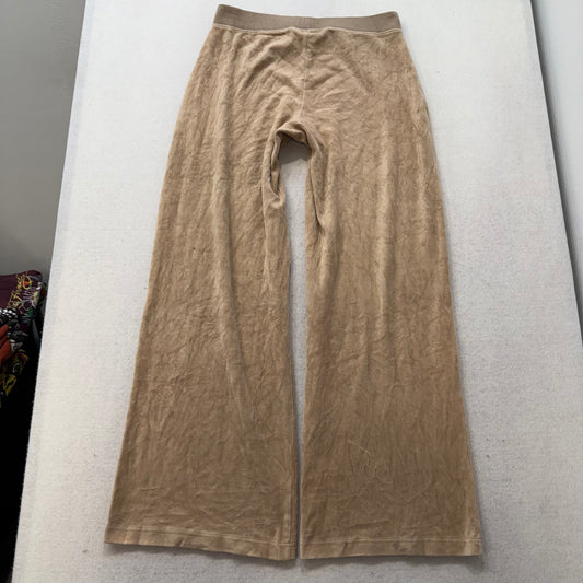 Juicy Couture Women's Beige Velour Flared Wide Leg Track Pants Loungewear Size M