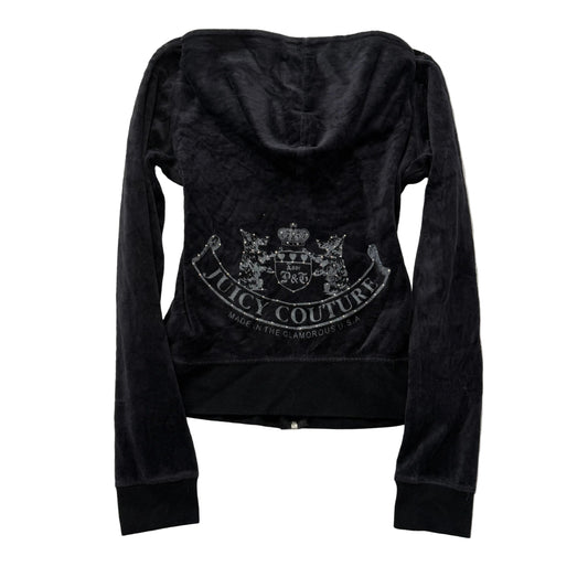Vintage Juicy Couture Scottie Dogs Women's Charcoal Velour Zip-Up Hoodie Size S