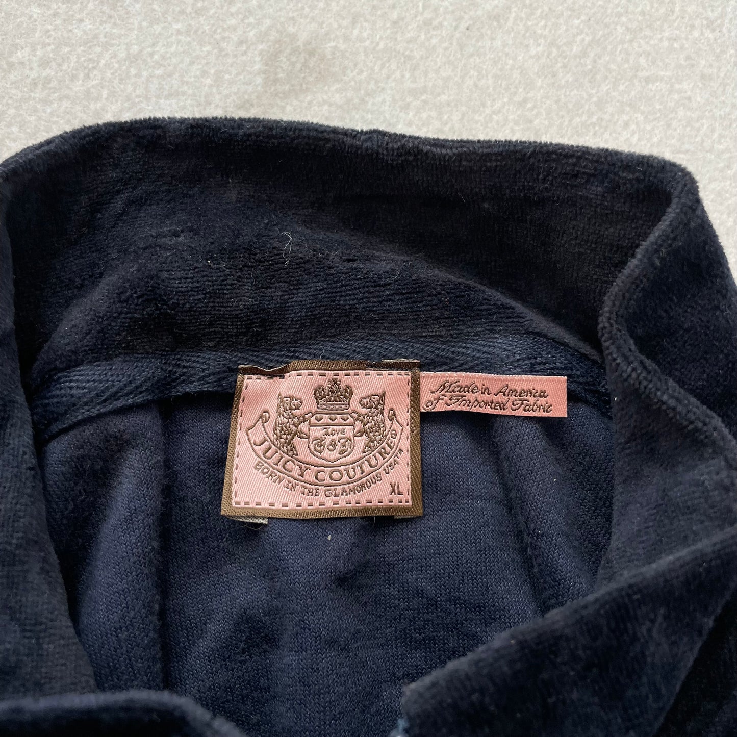 Juicy Couture Women's Navy Blue Velour Full Zip Track Jacket Performance Size XL