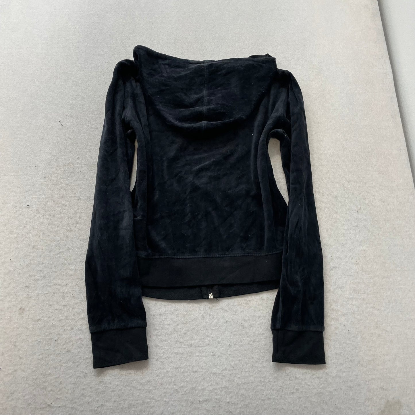 Juicy Couture Women's Charcoal Velour Tracksuit Set Hoodie & Flared Pant Size M