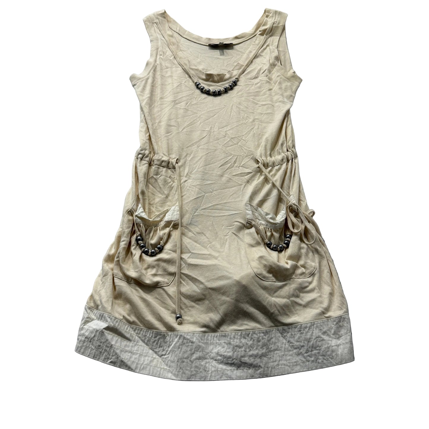 See By Chloe Women's Beige Sleeveless Mini Dress Cargo Pockets Casual Size 8
