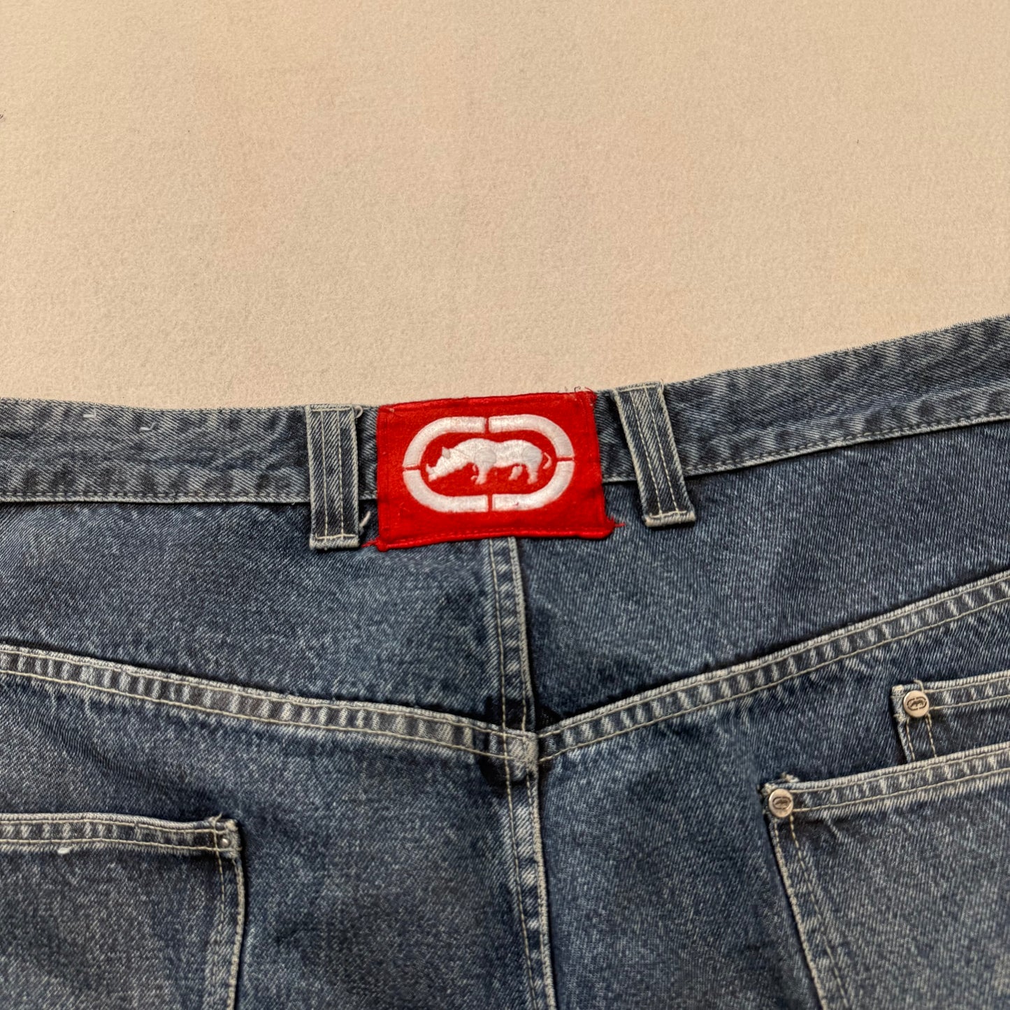 Ecko Unltd Men's Medium Blue Denim Baggy Carpenter Shorts Utility Pocket Size 42
