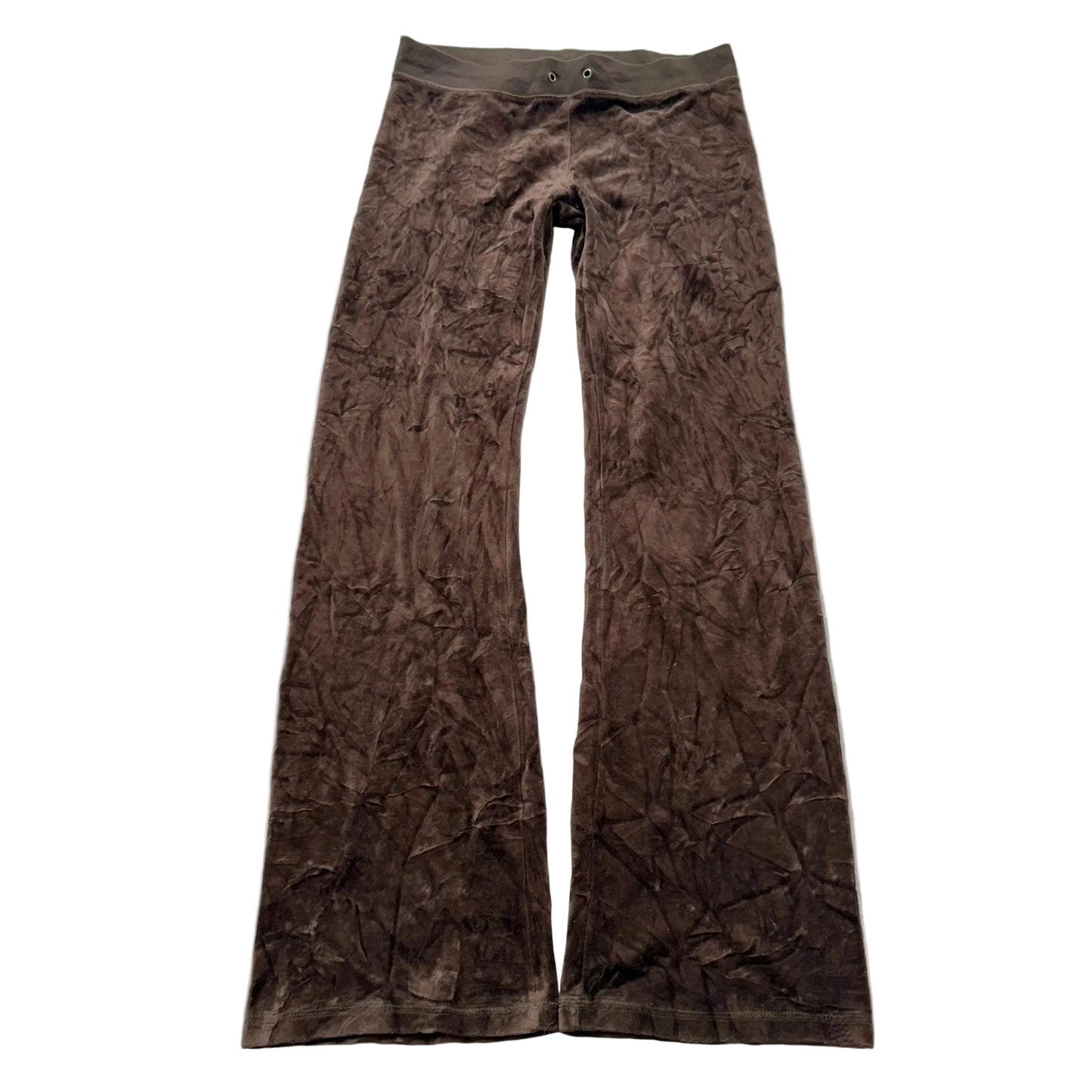 Juicy Couture Women's Brown Velour Wide Leg Flared Track Pant Drawstring Size M