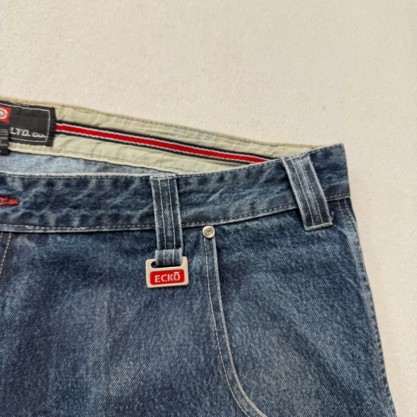 Ecko Unltd Men's Medium Blue Denim Baggy Carpenter Shorts Utility Pocket Size 42