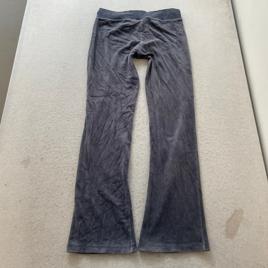 Juicy Couture Women's Dark Grey Velour Flared Leg Track Pants Drawstring Size S