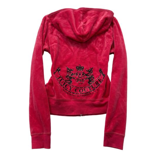 Vintage Juicy Couture Scottie Dogs Women's Hot Pink Velour Zip-Up Hoodie Size S