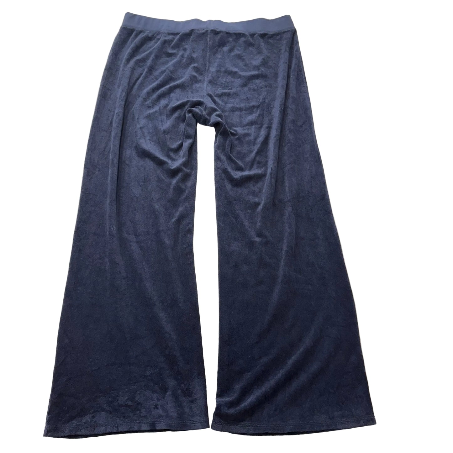 Juicy Couture Women's Navy Velour Flared Wide Leg Track Pant Loungewear Size XL