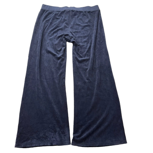 Juicy Couture Women's Navy Velour Flared Wide Leg Track Pant Loungewear Size XL