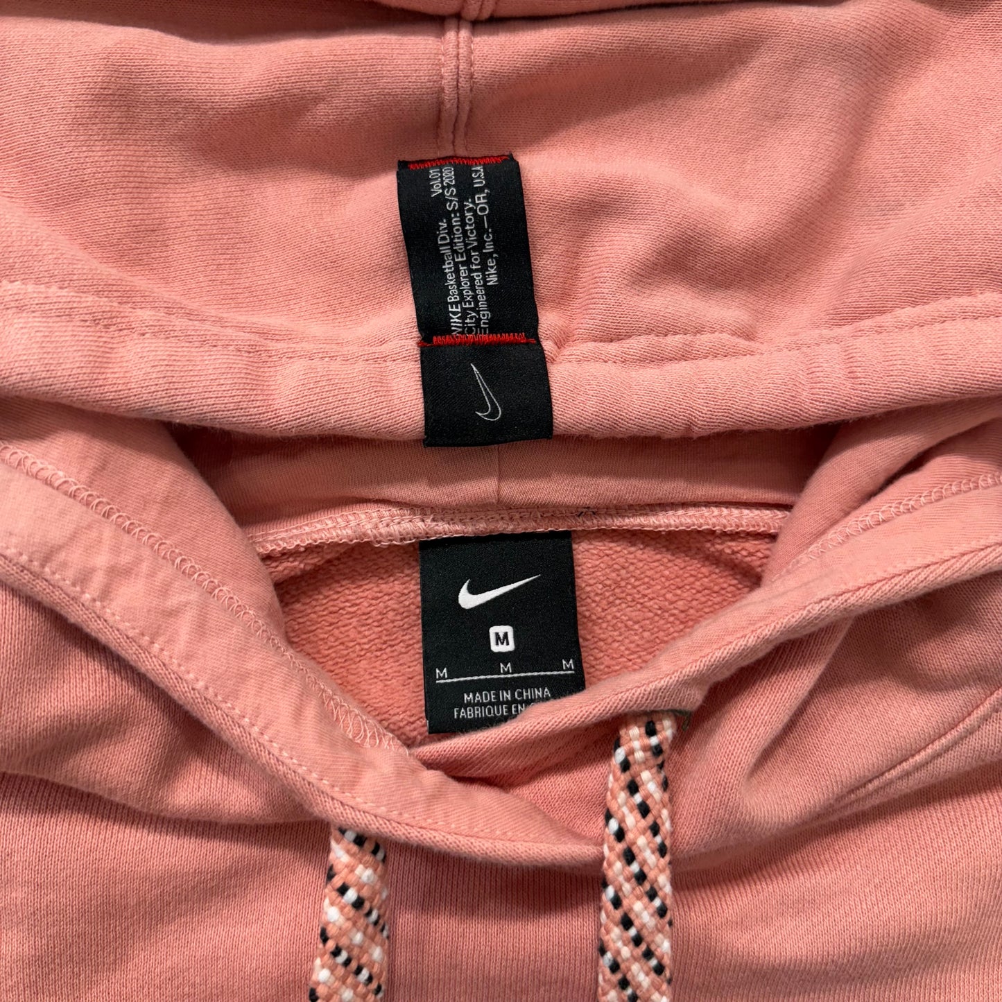 Nike Pink Pullover Hoodie with Front Pocket and Zip Detail Size M