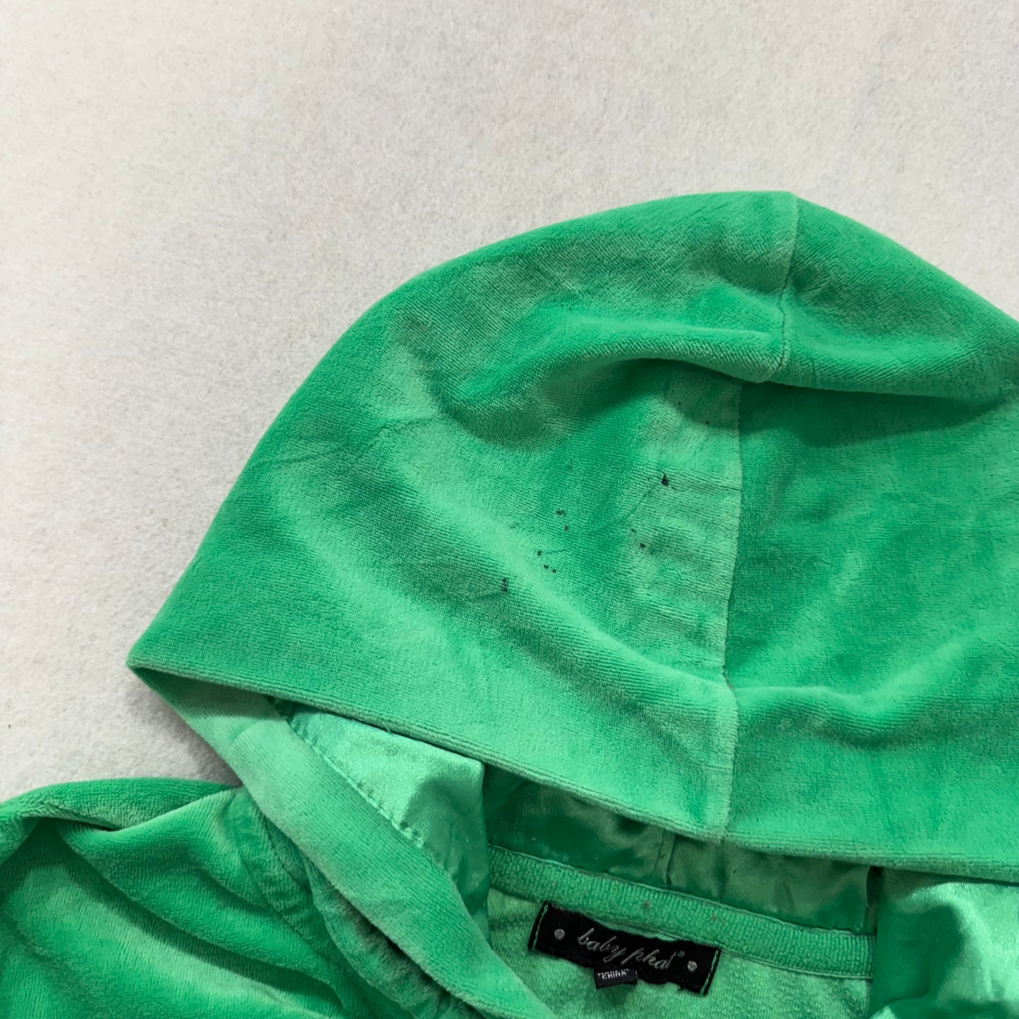 Baby Phat Women's Green Velour Zip-Up Hoodie Rhinestones Classic Fit Size 1X