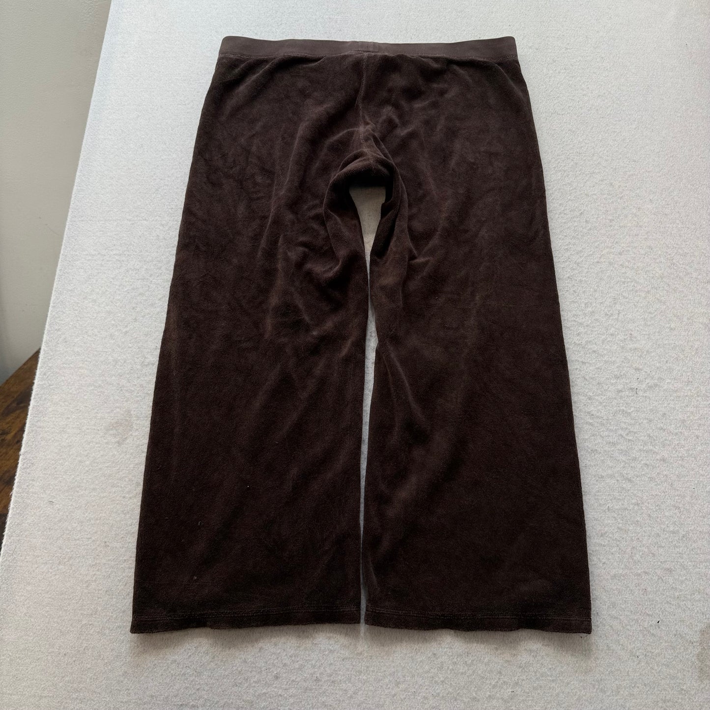 Vintage Juicy Couture Women's Dark Brown Terry Cloth Wide Leg Capris Pant Size L
