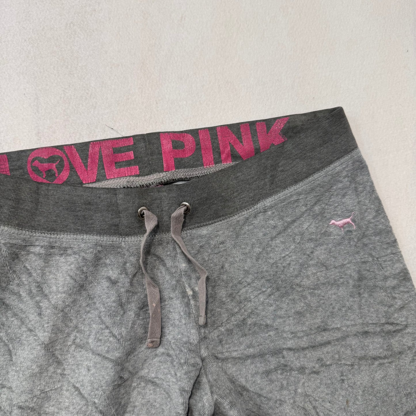 Victoria’s Secret Pink gray velour “Love Pink” flare pants size XS