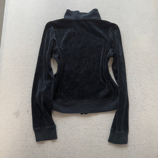 Vintage Juicy Couture Womens Navy Blue Velour Zip Up Track Jacket Classic Size S