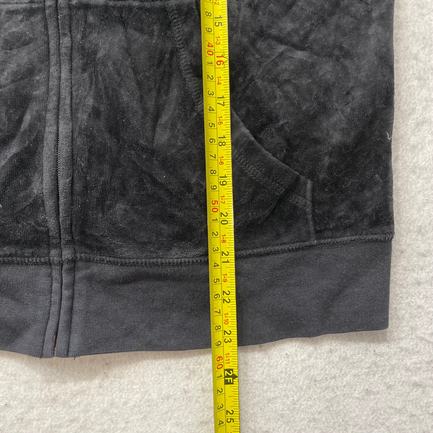 Juicy Couture Womens Black Velour Zip-Up Track Jacket Pockets Black Label Size L