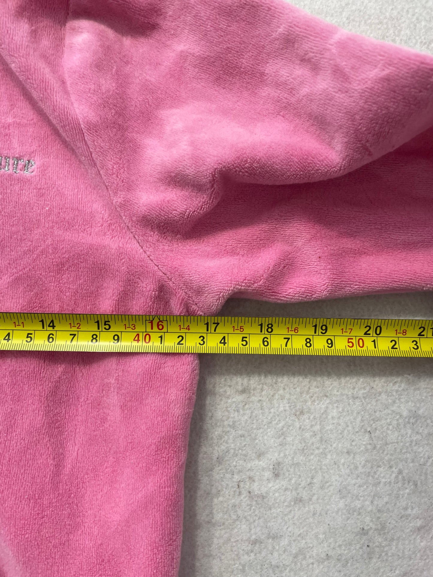 Juicy Couture Women's Bubblegum Pink Velour Zip Up Hoodie Rhinestone Logo Size M