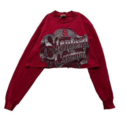 Vintage Red Oak Stanford Cardinal Women's Red Reworked Cropped Sweatshirt Size M
