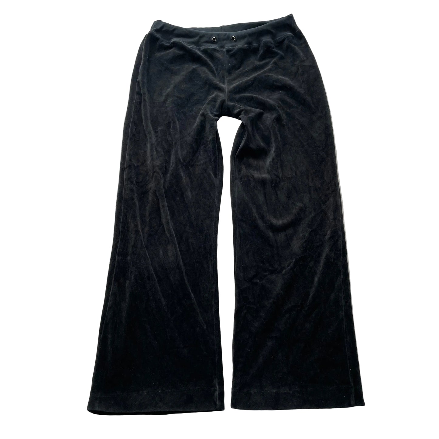 2003 Vintage Juicy Couture Women Black Velour Flare Track Pant Drawstring Size M