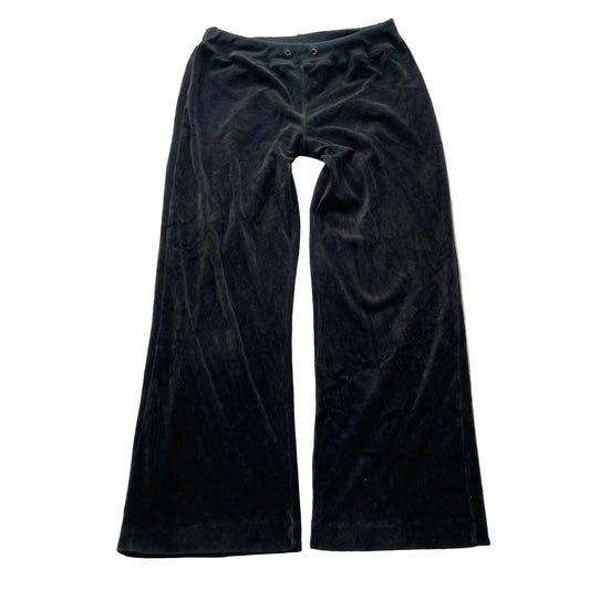 2003 Vintage Juicy Couture Women Black Velour Flare Track Pant Drawstring Size M