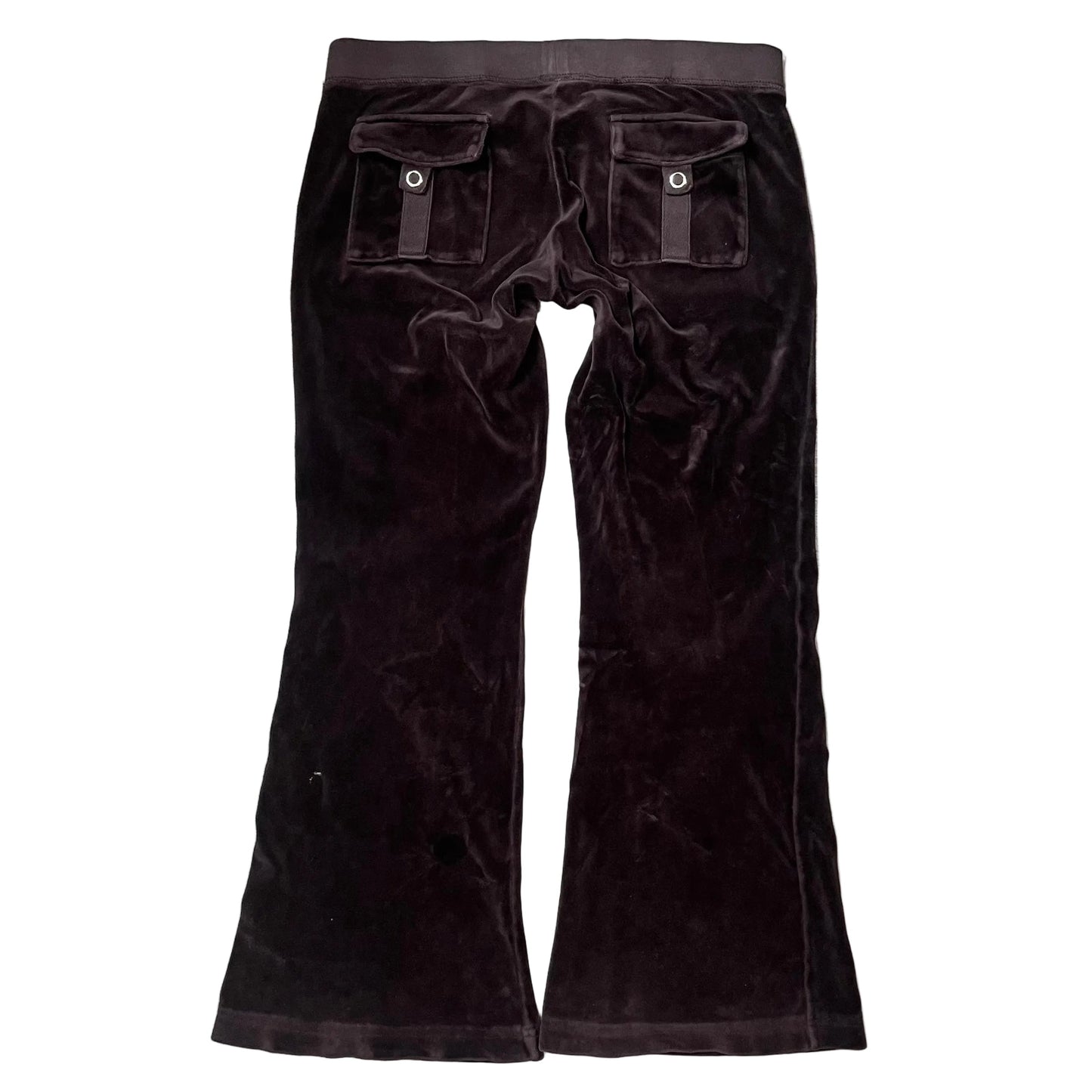 2003 Juicy Couture Chocolate Brown Velour Flared Track Pants Vintage Tag Size M
