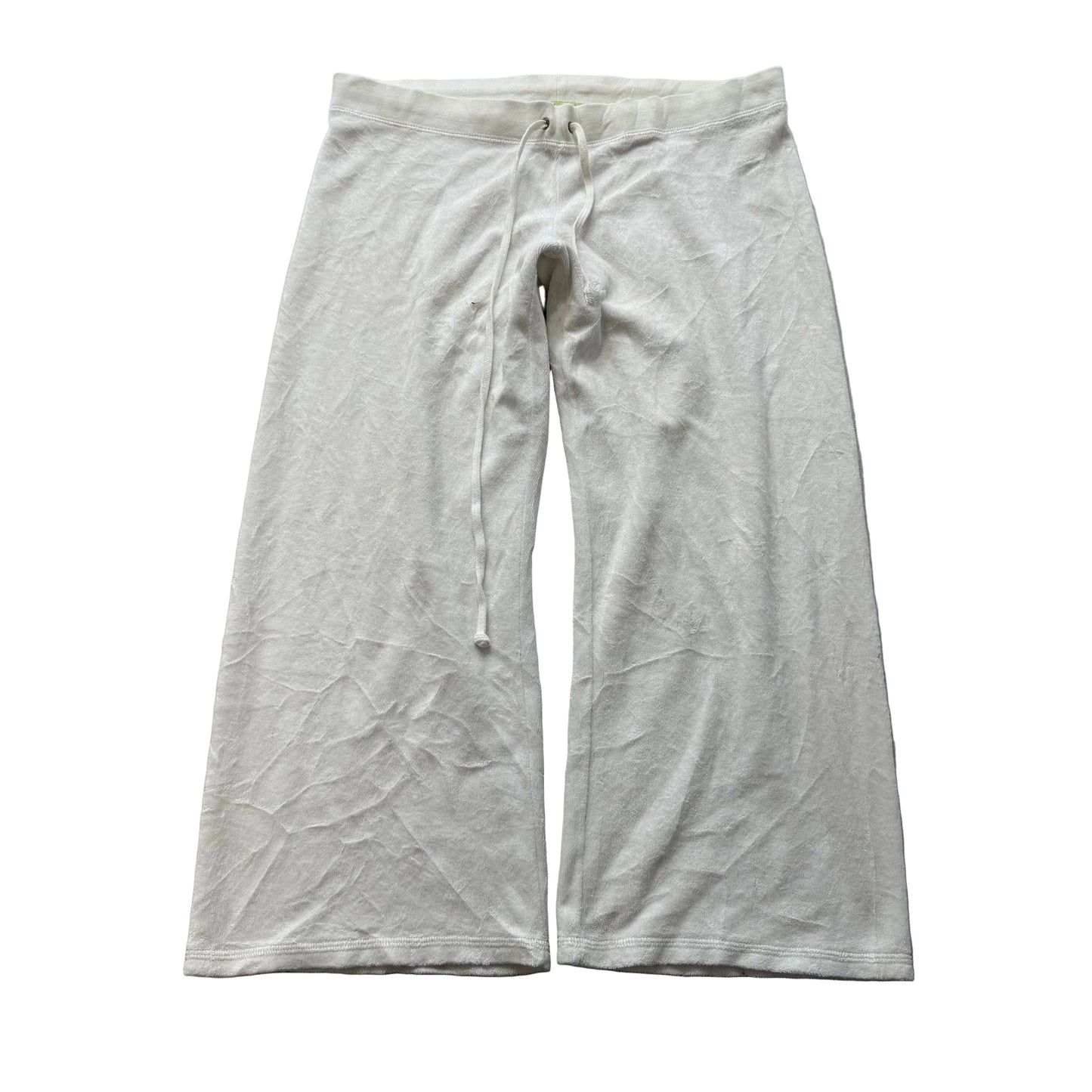 2003 Vintage Juicy Couture Women's White Terrycloth Flared Track Pant Y2K Size L