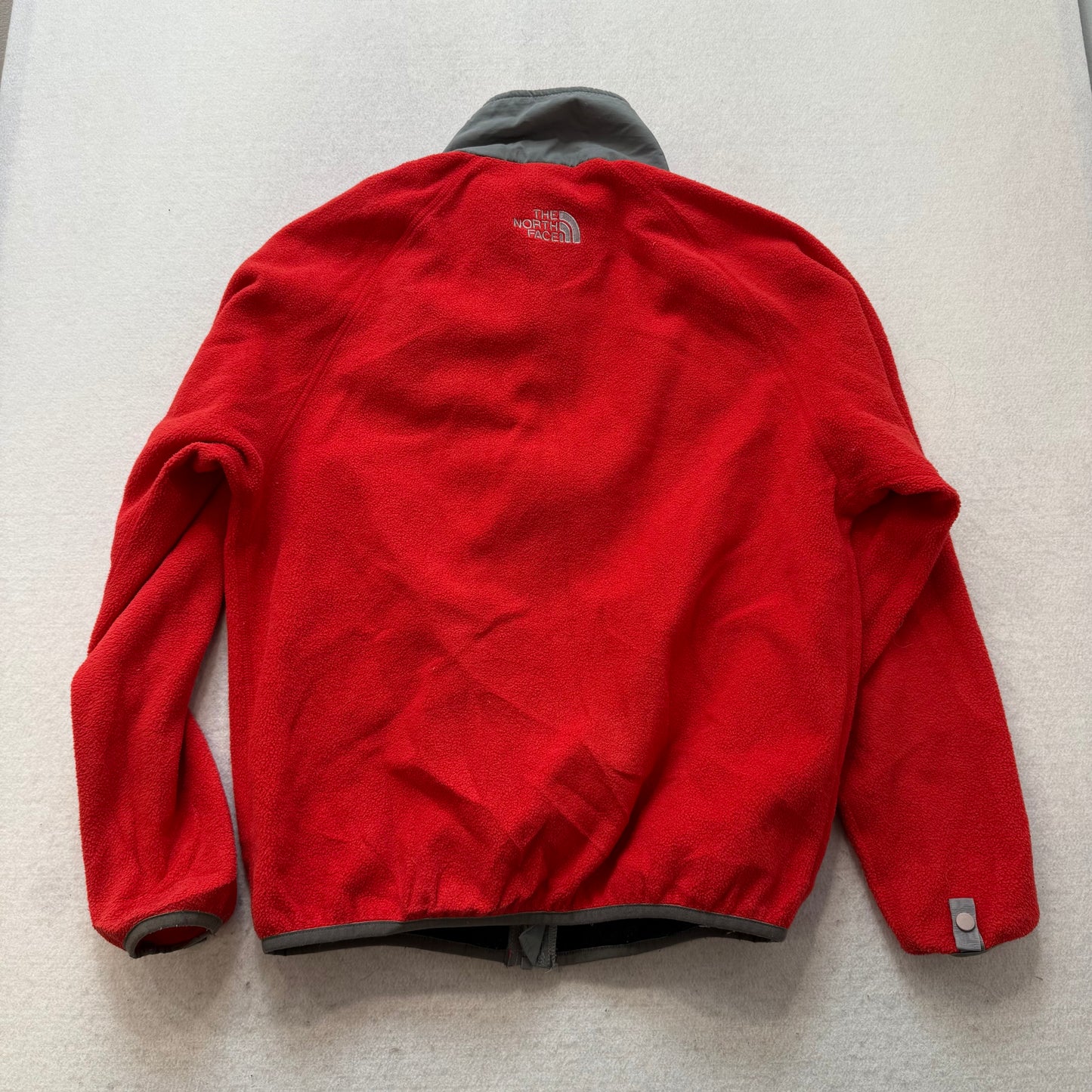 The North Face Unisex Red Gray Full Zip Fleece Jacket Pockets Streetwear Size M