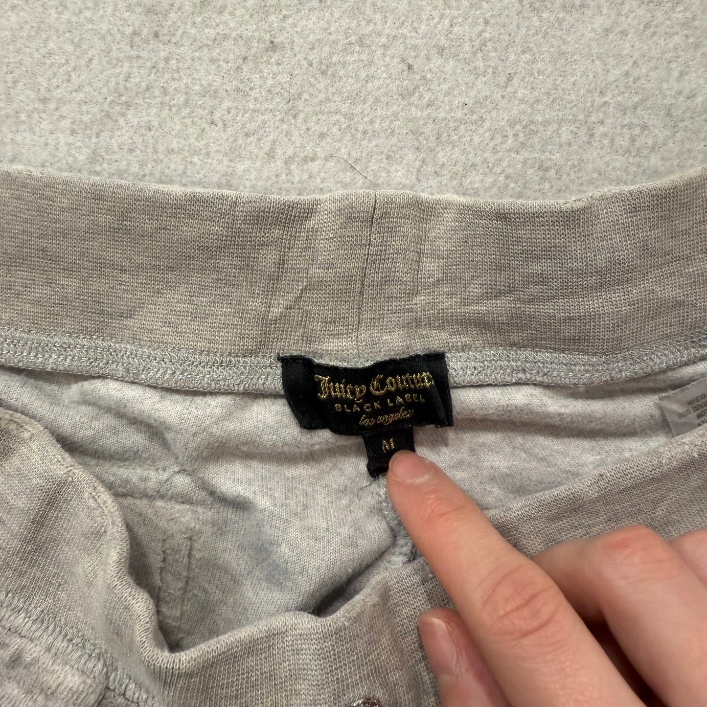 Juicy Couture Women's Heather Gray Velour Flared Track Pant Snap Pockets Size M