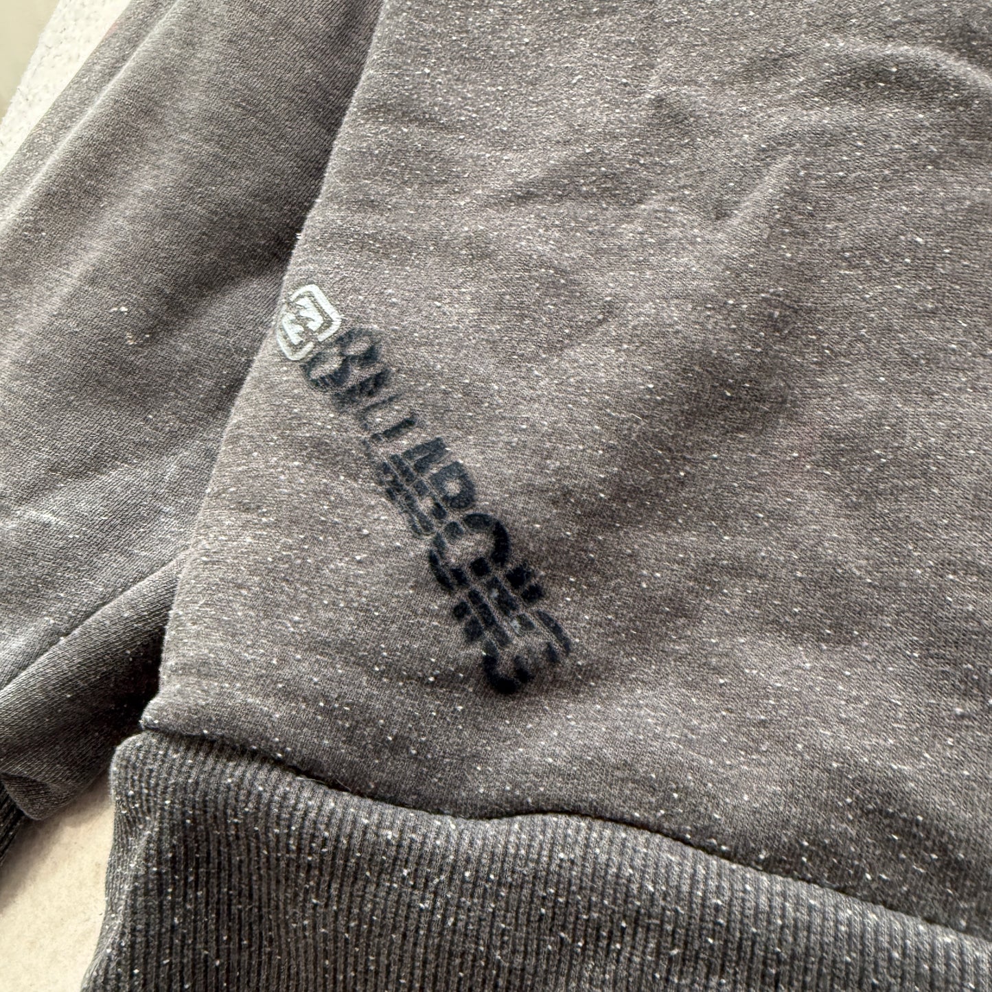 Billabong Men's Dark Gray Fleece Full Zip Hoodie Graphic Print Logo Y2K Size XL