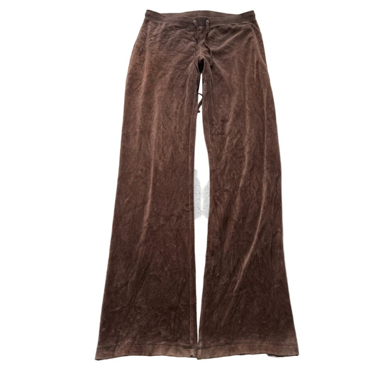 Vintage Juicy Couture Women Brown Velour Flared Track Pant Loungewear Y2k Size S