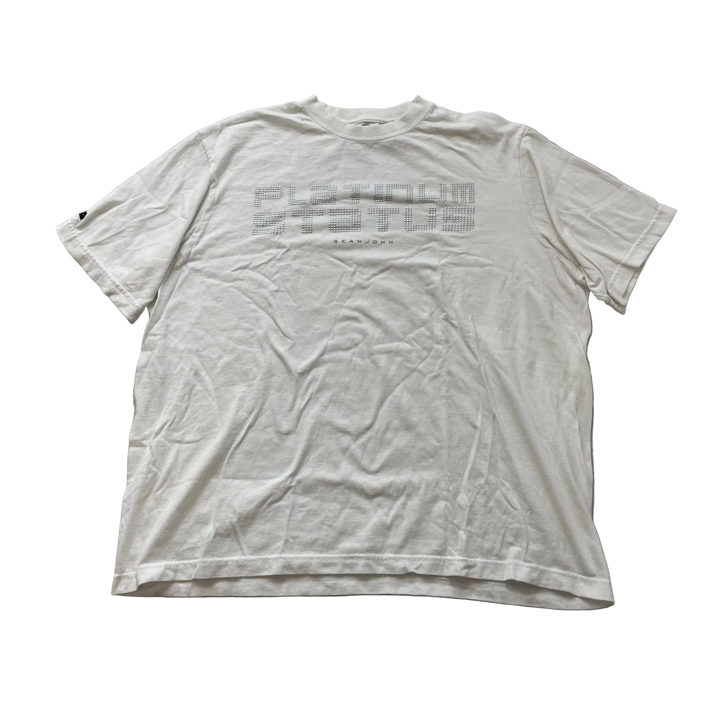 Sean John Platinum Status Men's White Cotton T-Shirt Studded Spell Out Size XL