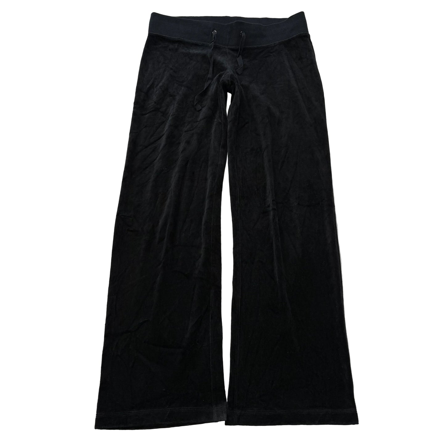 Vintage Juicy Couture Women's Jet Black Velour Flared Track Pants Preppy Size S
