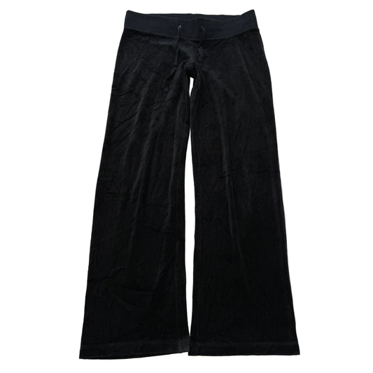 Vintage Juicy Couture Women's Jet Black Velour Flared Track Pants Preppy Size S