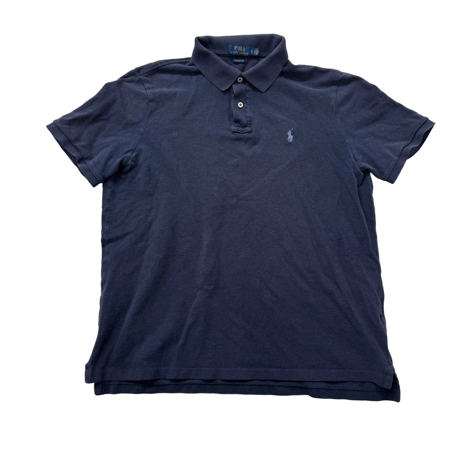 Polo Ralph Lauren Men's Navy Cotton Classic Fit Polo Shirt Short Sleeves Size L