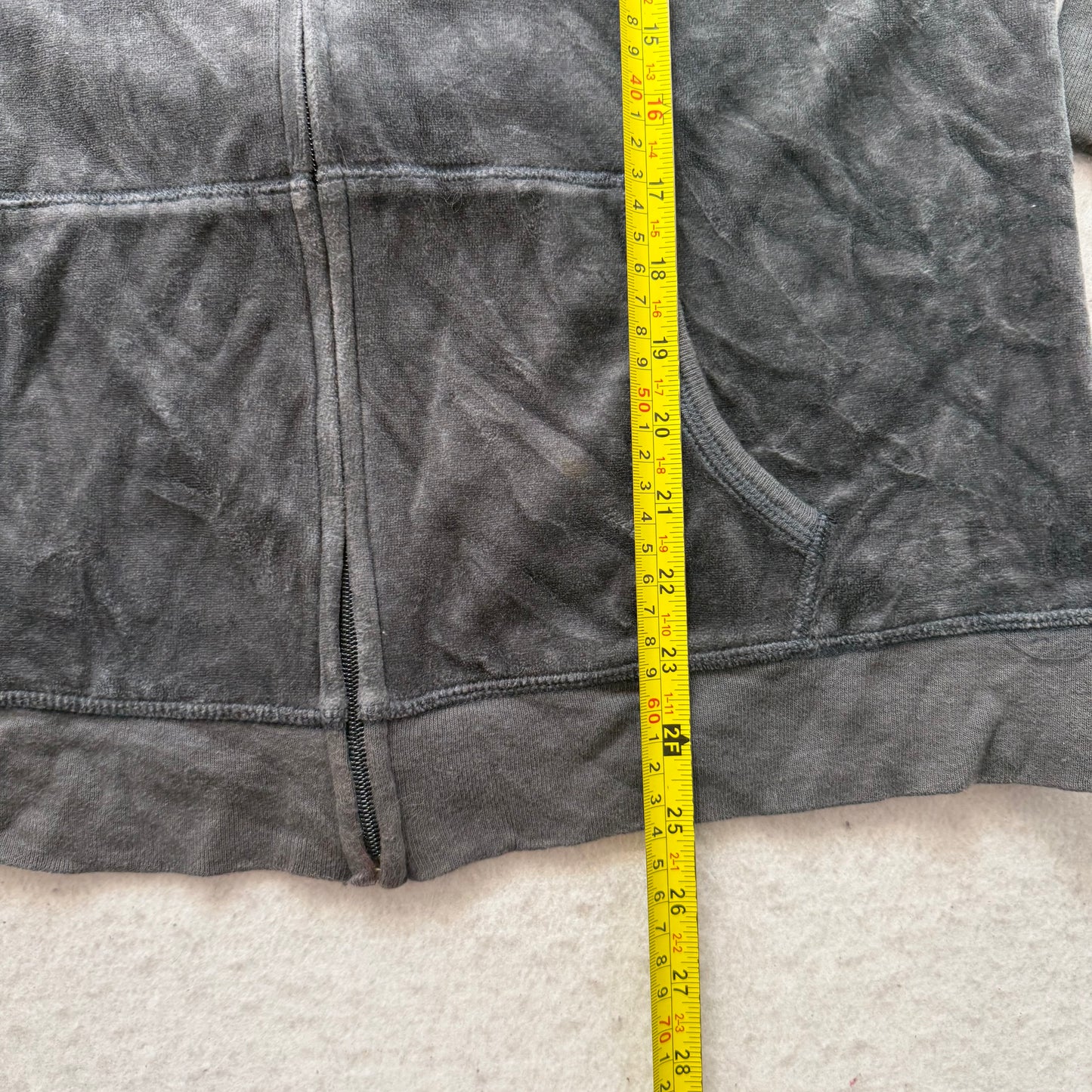 Vtg Juicy Couture Women's Dark Gray Velour Tracksuit Set Hoodie & Pants Size L/S