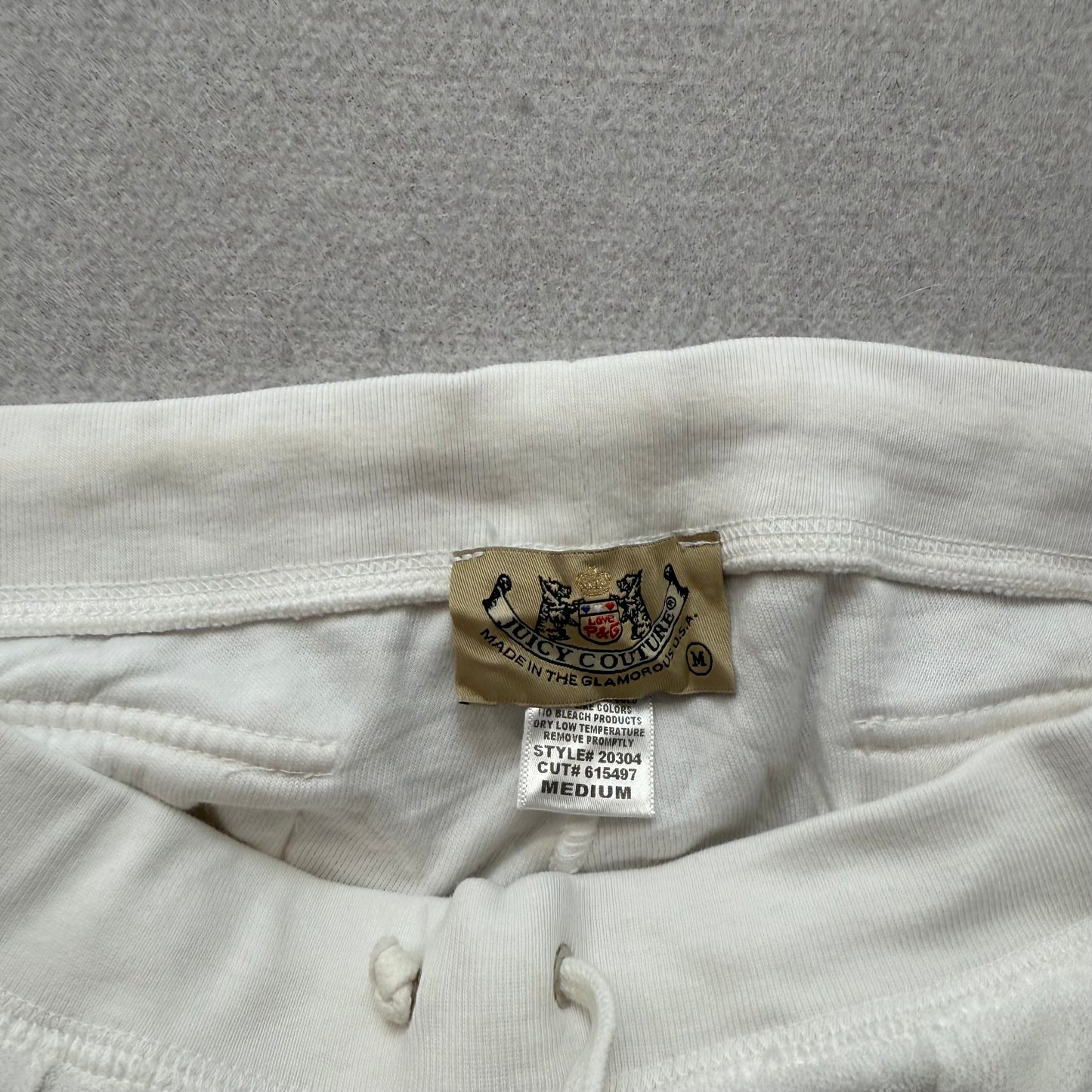 2003 Vintage Juicy Couture Women's White Terry Cloth Flared Track Pants Size M