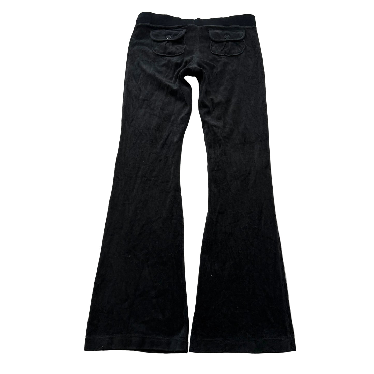 Vintage Juicy Couture Women's Charcoal Velour Flared Track Pants Pockets Size S