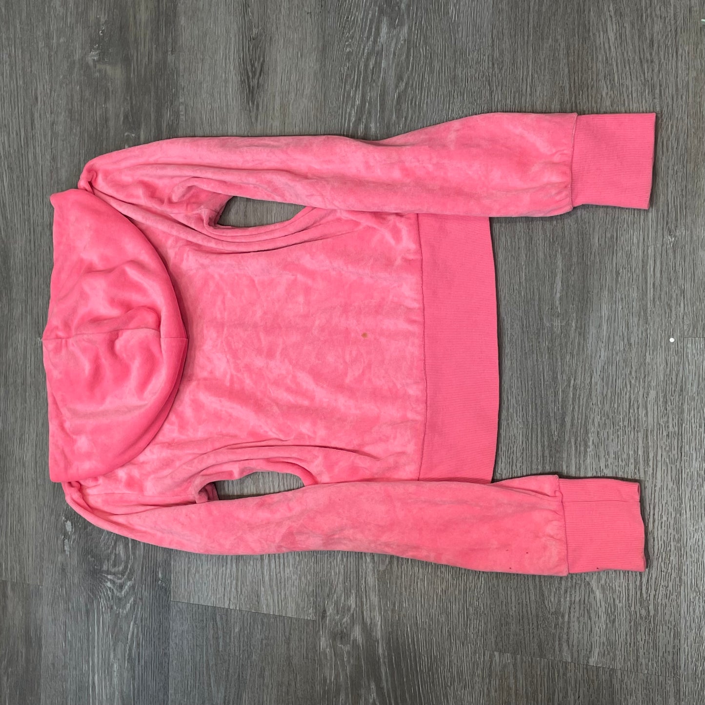 Juicy Couture Women's Bright Pink Velour Zip-Up Hoodie Drawstring Pockets Size M