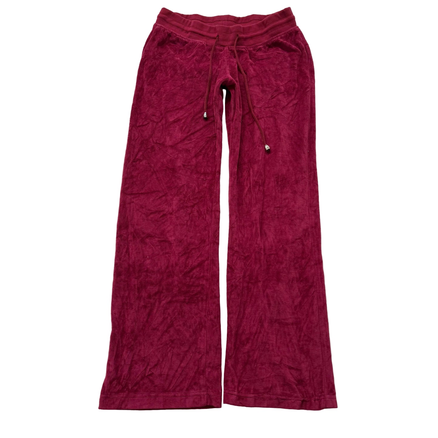 Juicy Couture Women's Wine Red Velour Flared Track Pant Low Rise Preppy Size M