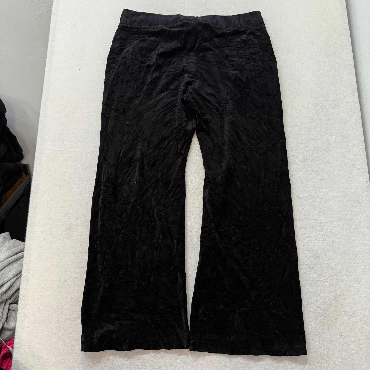 Juicy Couture Black Velour Tracksuit Set Zip Up Hoodie & Straight Pants Size L