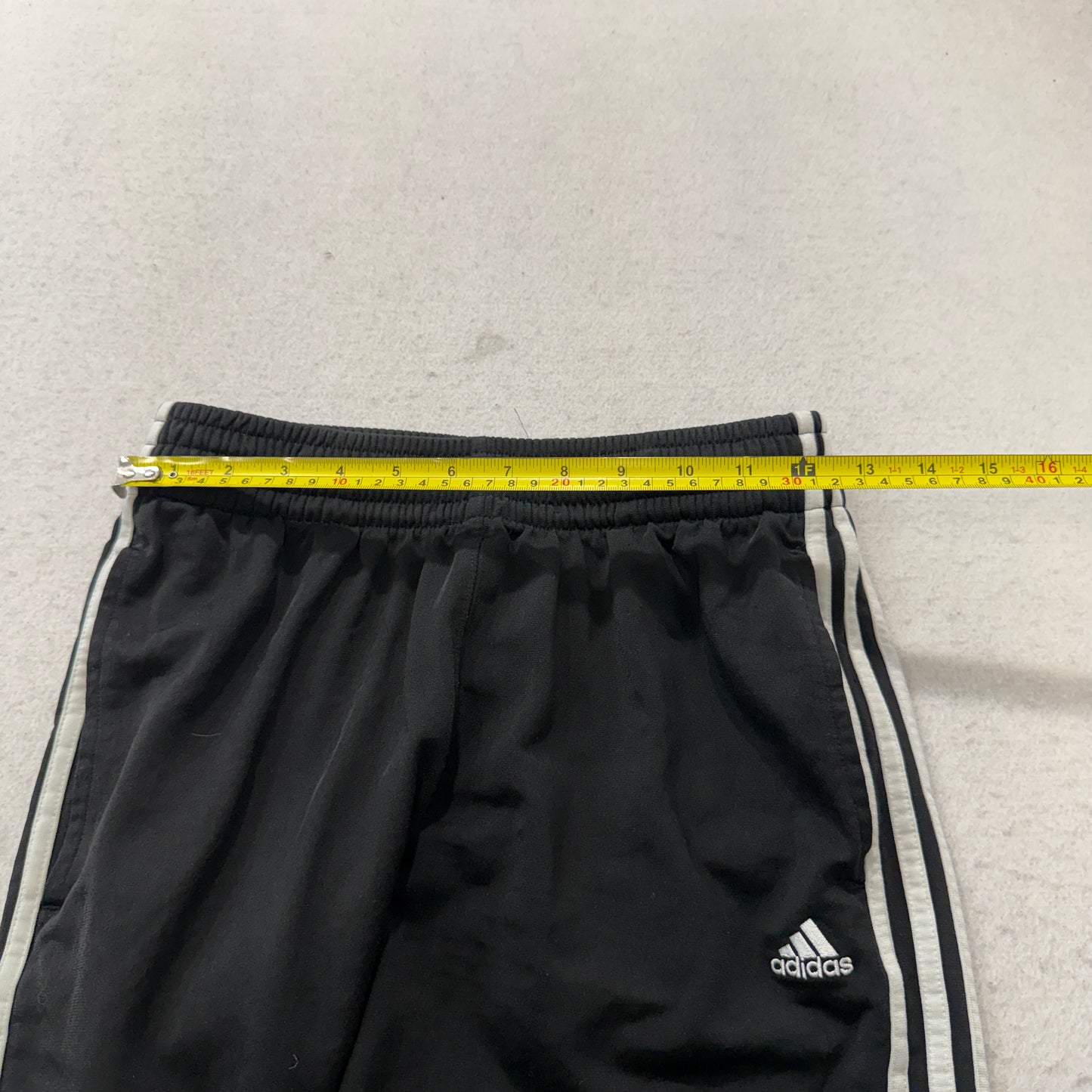 Adidas Women's Black Wide Leg High Rise Track Pant Drawstring 3-Striped Logo - M