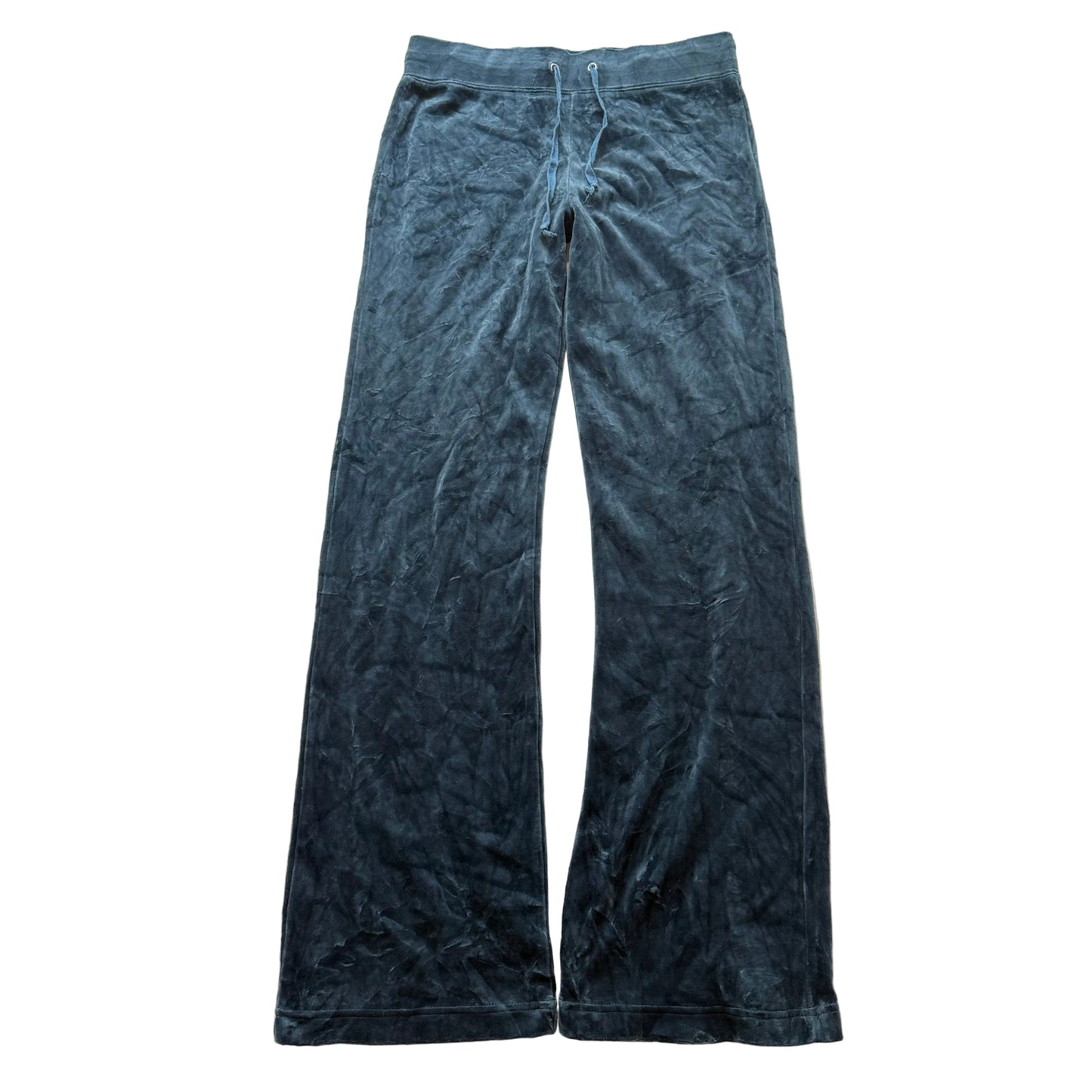 Juicy Couture Women's Regal Blue Velour Flared Track Pants Drawstring Size XL