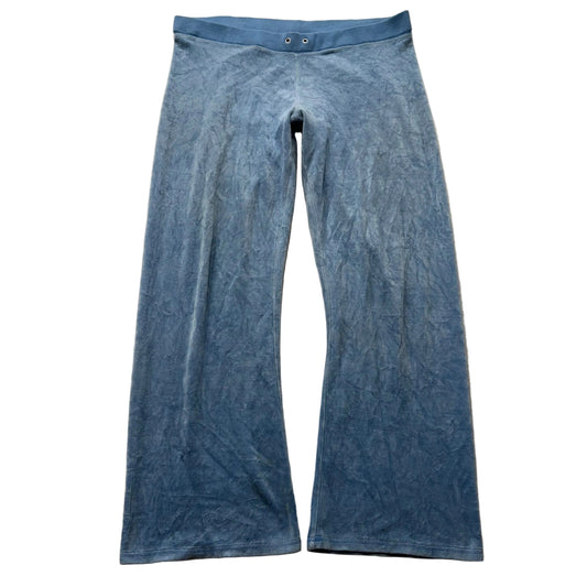 2003 Vintage Juicy Couture Women Slate Blue Velour Flared Track Pant Y2k Size XL