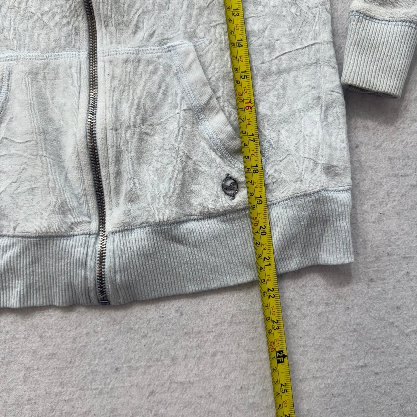 Hollister Womens Ice Blue Velour Zip Up Hoodie Loungewear Kangaroo Pocket Size S