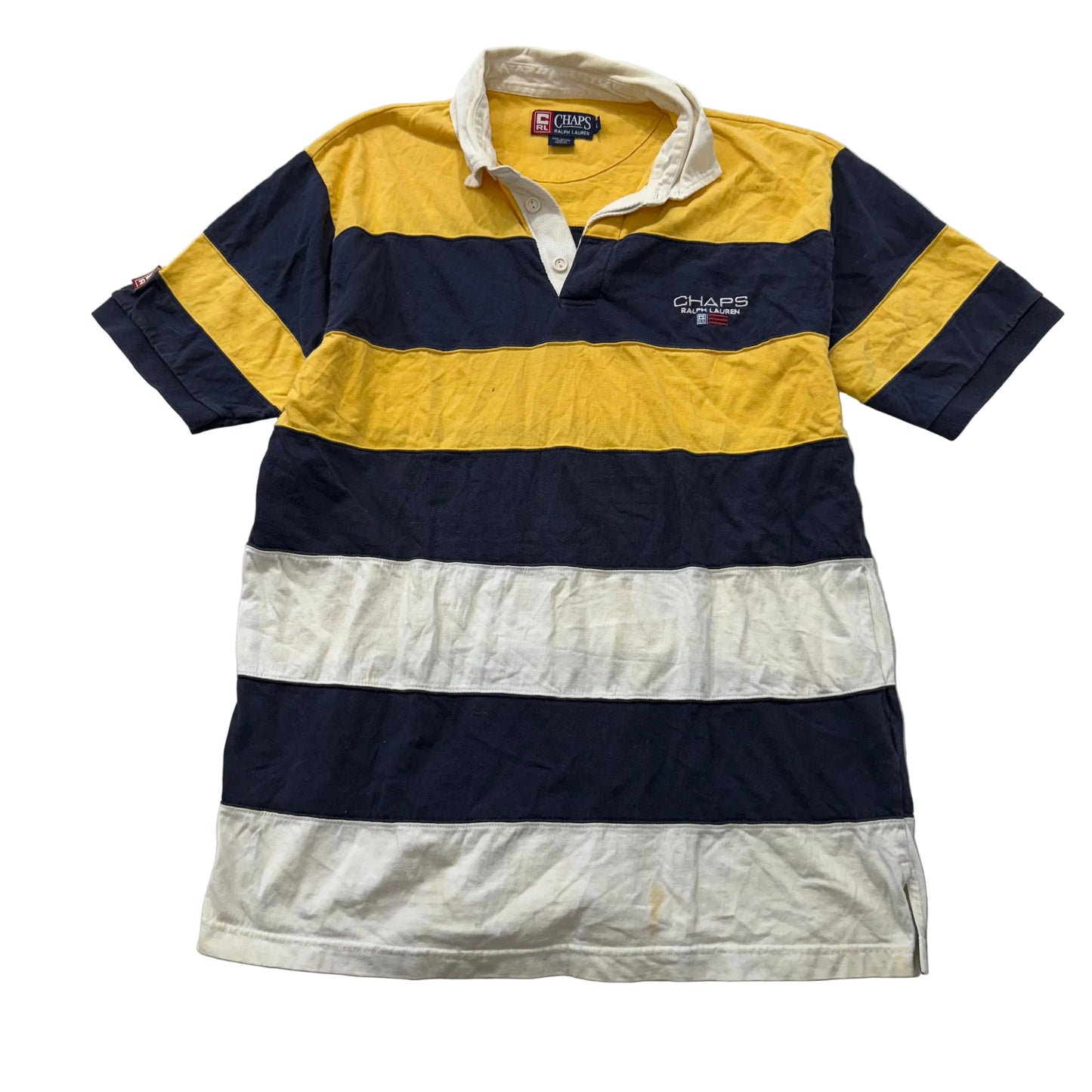Chaps Ralph Lauren Men Multicolor Striped Cotton Polo Shirt Short Sleeves Size L
